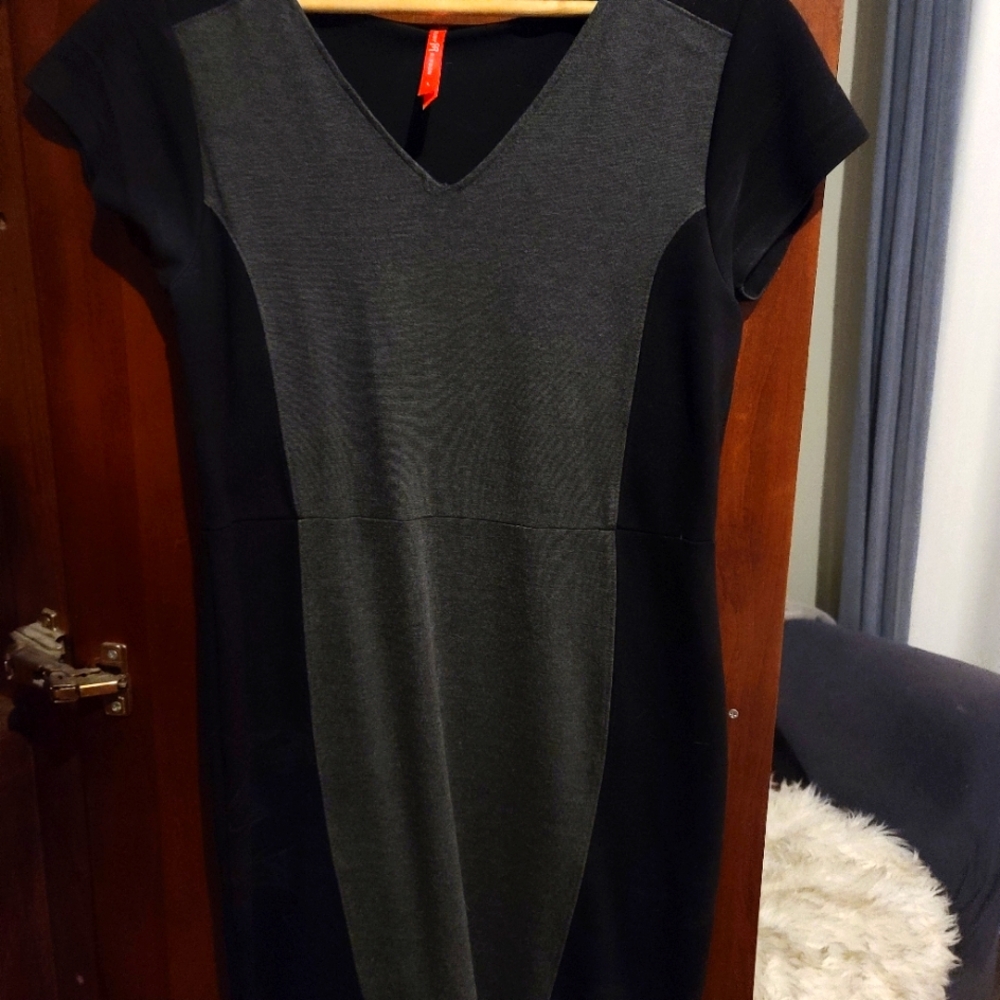 Ruby Ribbon dress black & grey (L)